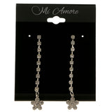 Silver-Tone Metal Dangle-Earrings With Crystal Accents #3960
