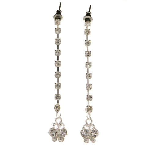 Butterfly Dangle-Earrings With Crystal Accents  Silver-Tone Color #3961