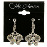 Butterfly Dangle-Earrings With Crystal Accents Silver-Tone & Multi Colored #3995