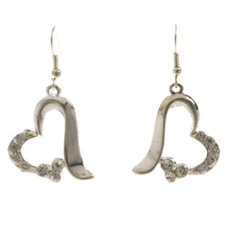 Heart Dangle-Earrings With Crystal Accents  Silver-Tone Color #4047