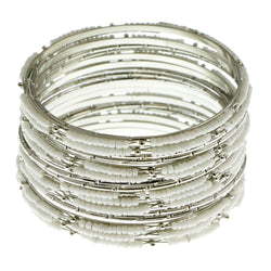 Mi Amore Multiple-Bracelets White/Silver-Tone