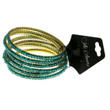 Mi Amore Multiple-Bracelets Green/Gold-Tone