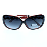 UV protection Silver jeweled bows Shatter resistant Oversize-Sunglasses With Logo Accents Red & Gray Colored #3876