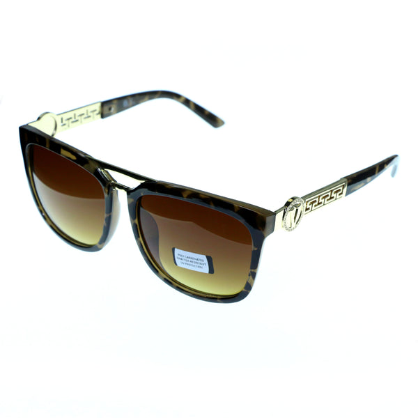 UV protection Shatter resistant Poly carbonated Oversize-Sunglasses With Logo Accents Tortoise-Shell & Yellow Colored #3867