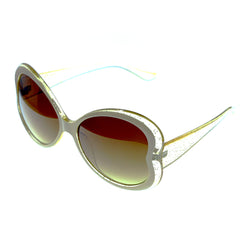 Two-Tone & Brown Colored Acrylic Butterfly-Sunglasses #3944