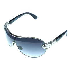 Silver-Tone & Black Colored Acrylic Goggle-Sunglasses #3947