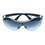 Silver-Tone & Black Colored Acrylic Goggle-Sunglasses #3947