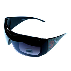 Mi Amore UV protection Flower tattoo print Goggle-Sunglasses Black Frame & Black Lens