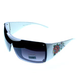 Mi Amore UV protection Flower tattoo print Goggle-Sunglasses White Frame & Black Lens