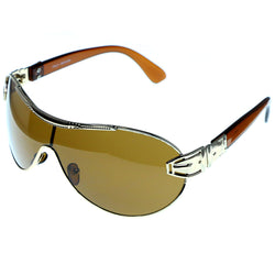 Mi Amore Goggle-Sunglasses Gold-Tone Frame/Brown Lens