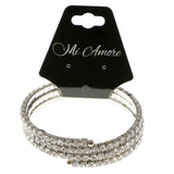 Silver-Tone Metal Rhinestone-Coil-Bracelet With Crystal Accents #4335