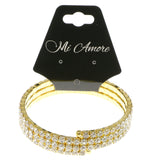 Gold-Tone Metal Rhinestone-Coil-Bracelet With Crystal Accents #4333