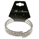 Silver-Tone Metal Rhinestone-Coil-Bracelet With Crystal Accents #4331