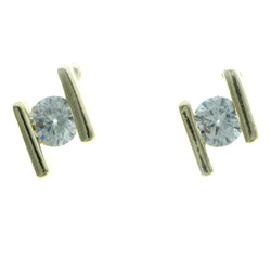 Cubic Zirconia Stud-Earrings With Crystal Accents  Gold-Tone Color #2731