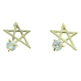 Cubic Zirconia Star Stud-Earrings  With Crystal Accents Gold-Tone Color #2733