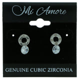 Cubic Zirconia Dangle-Earrings With Crystal Accents  Silver-Tone Color #2740