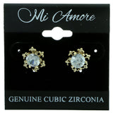 Cubic Zirconia Snow Flake Stud-Earrings  With Crystal Accents Gold-Tone Color #2741