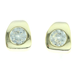 Cubic Zirconia Stud-Earrings With Crystal Accents  Gold-Tone Color #2743