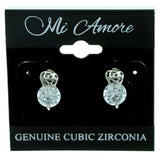 Cubic Zirconia Stud-Earrings With Crystal Accents  Silver-Tone Color #2746