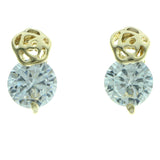 Cubic Zirconia Stud-Earrings With Crystal Accents  Gold-Tone Color #2745