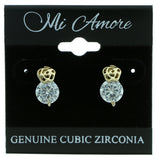 Cubic Zirconia Stud-Earrings With Crystal Accents  Gold-Tone Color #2745