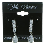 Tear Drop Shaped Dangle-Earrings With Crystal Accents  Silver-Tone Color #2922