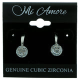 Cubic Zirconia Bow Dangle-Earrings  With Crystal Accents Silver-Tone Color #2750