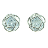 Cubic Zirconia Abstract Flower Stud-Earrings  With Crystal Accents Silver-Tone Color #2752