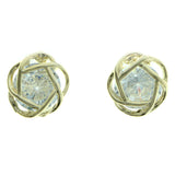 Cubic Zirconia Abstract Flower Stud-Earrings  With Crystal Accents Gold-Tone Color #2751
