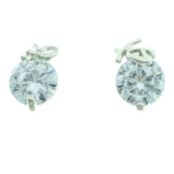 Cubic Zirconia Yes No Stud-Earrings With Crystal Accents Silver-Tone Color #2754