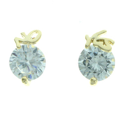 Cubic Zirconia Yes No Stud-Earrings With Crystal Accents Gold-Tone Color #2753