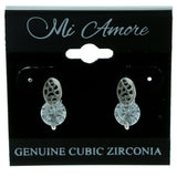 Cubic Zirconia Stud-Earrings With Crystal Accents  Silver-Tone Color #2756