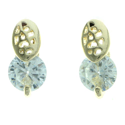 Cubic Zirconia Stud-Earrings With Crystal Accents  Gold-Tone Color #2755