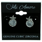 Cubic Zirconia Star Stud-Earrings  With Crystal Accents Silver-Tone Color #2758