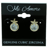 Cubic Zirconia Star Stud-Earrings  With Crystal Accents Gold-Tone Color #2757
