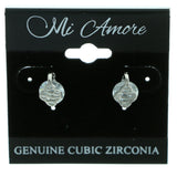 Cubic Zirconia Stud-Earrings With Crystal Accents  Silver-Tone Color #2762