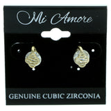 Cubic Zirconia Stud-Earrings With Crystal Accents  Gold-Tone Color #2761