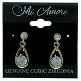 Cubic Zirconia Dangle-Earrings With Crystal Accents  Gold-Tone Color #2763