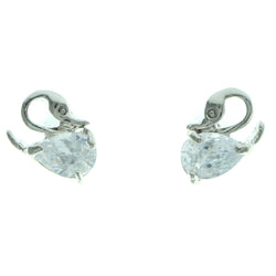 Cubic Zirconia Bird Stud-Earrings  With Crystal Accents Silver-Tone Color #2768