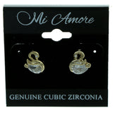 Cubic Zirconia Swan Stud-Earrings  With Crystal Accents Gold-Tone Color #2769