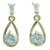 Cubic Zirconia Dangle-Earrings With Crystal Accents  Gold-Tone Color #2773