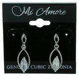 Cubic Zirconia Dangle-Earrings With Crystal Accents  Silver-Tone Color #2776
