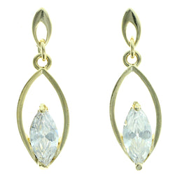 Cubic Zirconia Dangle-Earrings With Crystal Accents  Gold-Tone Color #2775
