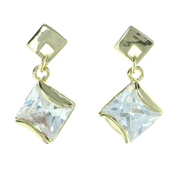 Square Drop-Dangle-Earrings With Crystal Accents  Gold-Tone Color #2783