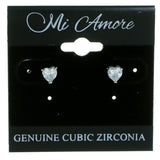 Heart Stud-Earrings With Crystal Accents  Silver-Tone Color #2804
