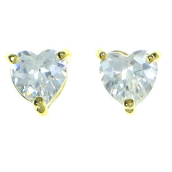 Heart Stud-Earrings With Crystal Accents  Gold-Tone Color #2805