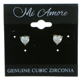 Heart Stud-Earrings With Crystal Accents  Gold-Tone Color #2805