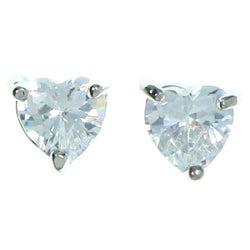Heart Stud-Earrings With Crystal Accents  Silver-Tone Color #2806