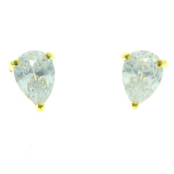 Cubic Zirconia Stud-Earrings With Crystal Accents  Gold-Tone Color #2813