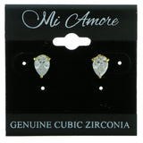 Cubic Zirconia Stud-Earrings With Crystal Accents  Gold-Tone Color #2813